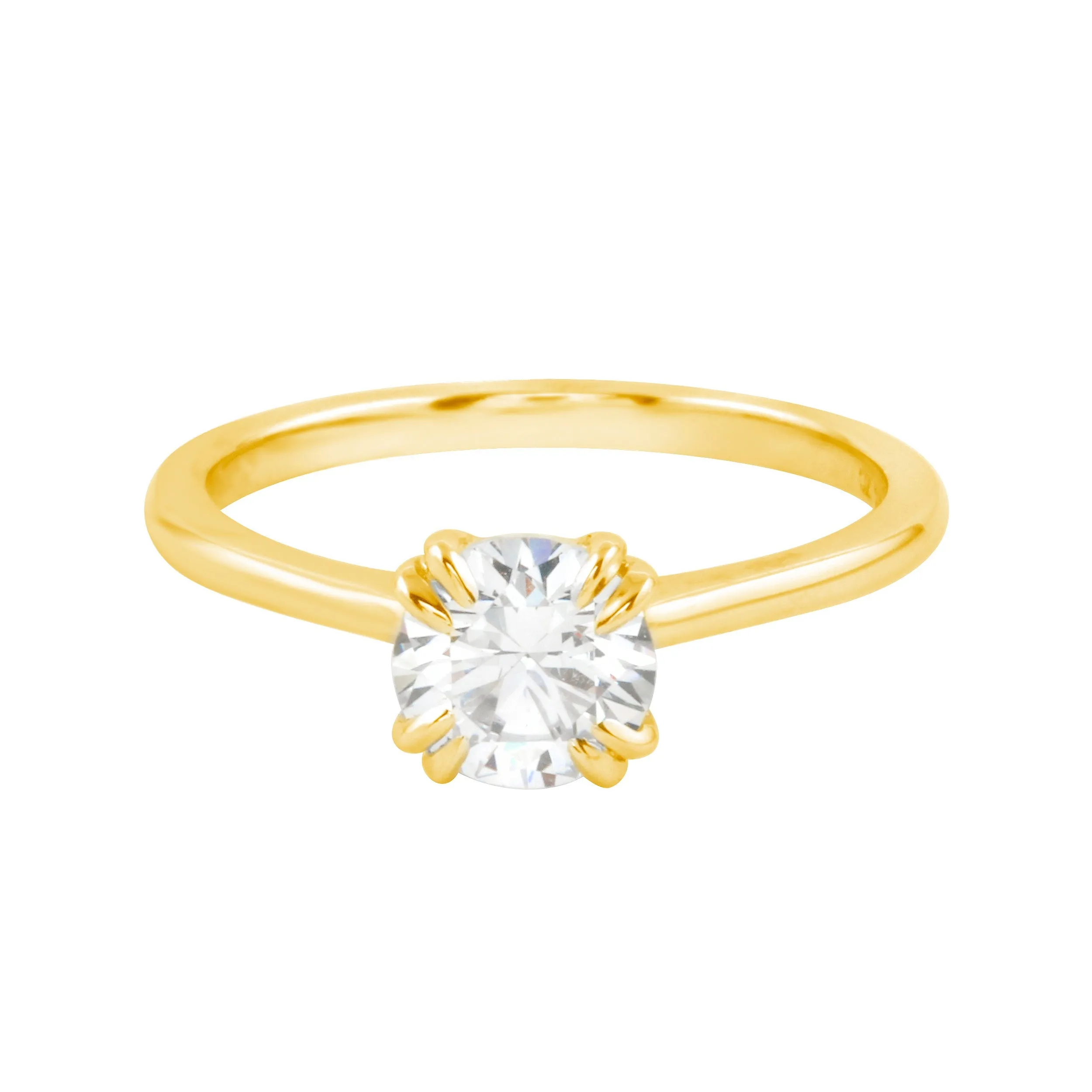 Round Diamond Solitaire Double Claw Prong Engagement Ring Setting