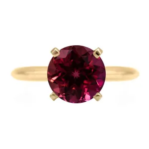 Round Ruby 14K or 18K Yellow Gold 4 Prongs Solitaire Ring