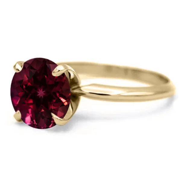 Round Ruby 14K or 18K Yellow Gold 4 Prongs Solitaire Ring