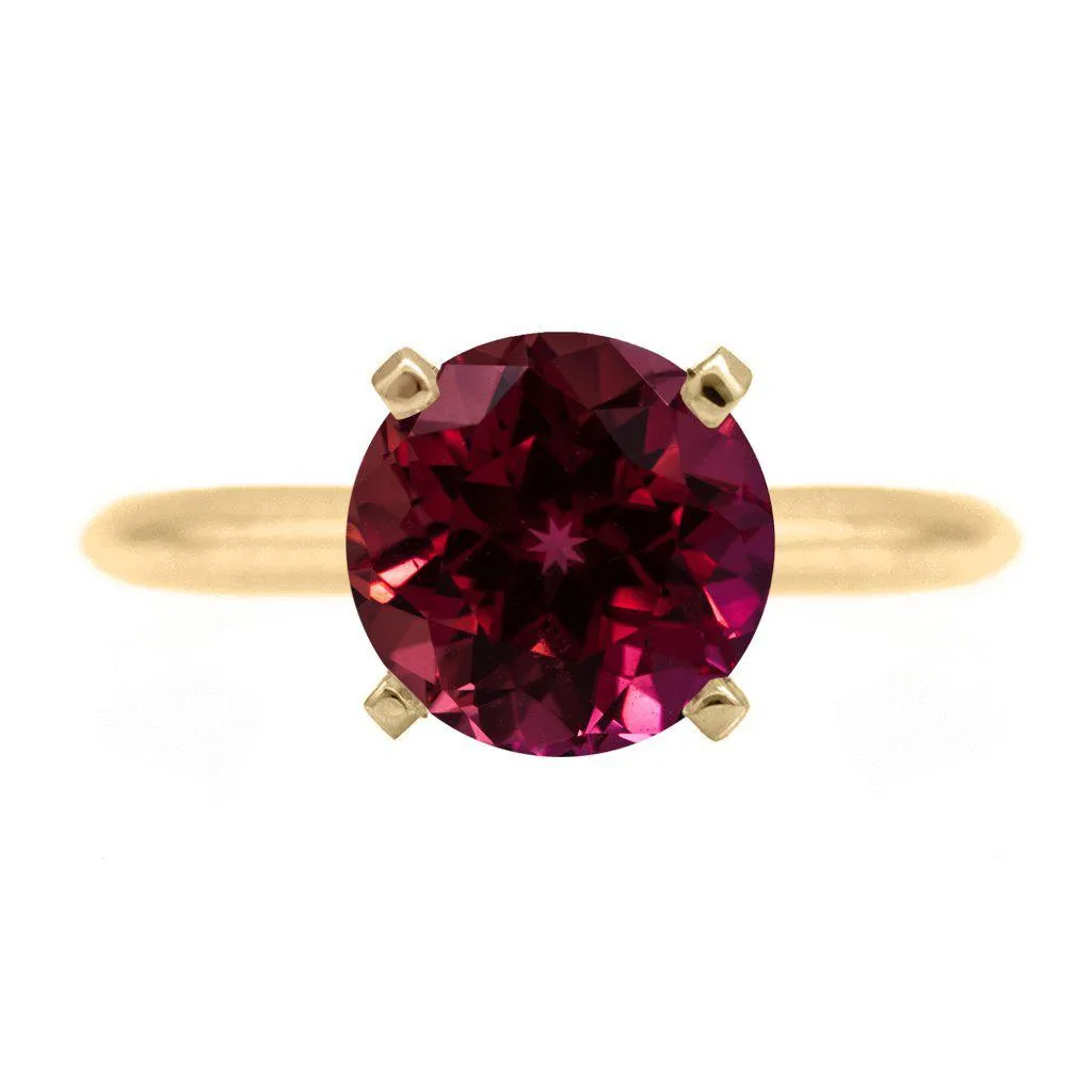 Round Ruby 14K or 18K Yellow Gold 4 Prongs Solitaire Ring