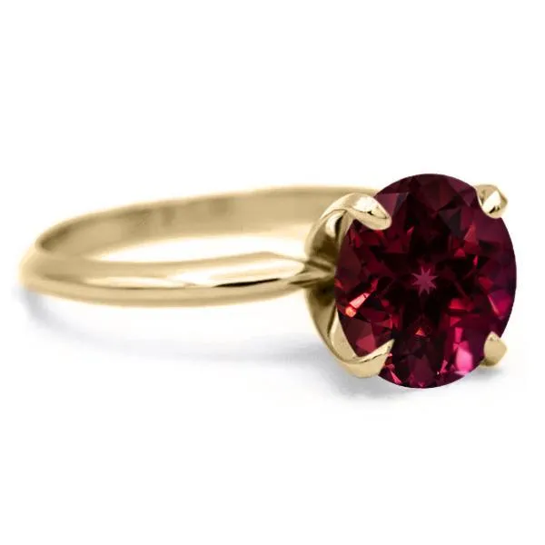 Round Ruby 14K or 18K Yellow Gold 4 Prongs Solitaire Ring