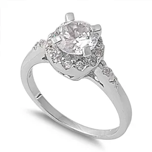 Round Solitaire Clear CZ Wedding Ring New .925 Sterling Silver Band Sizes 6-9