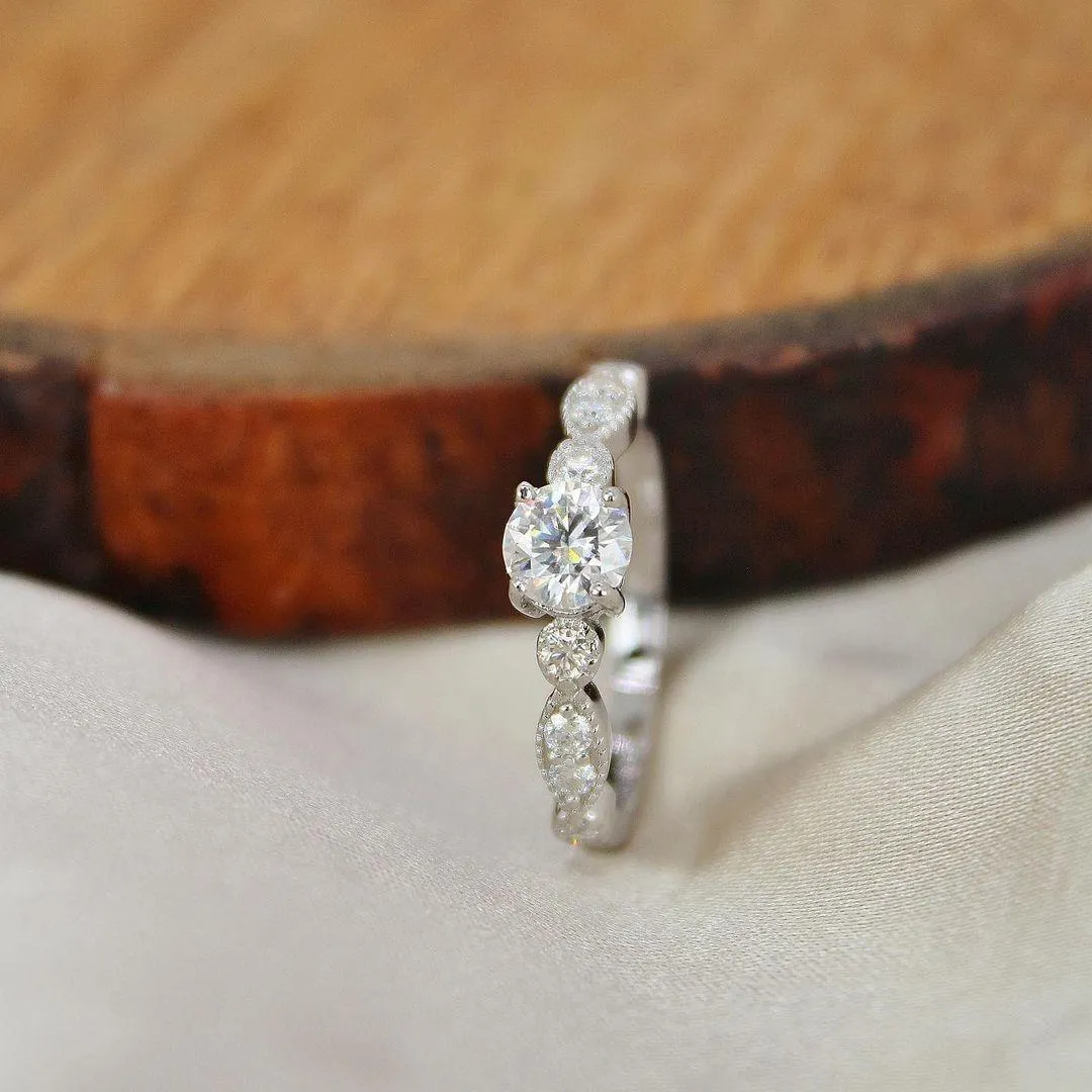 Round Solitaire Moissanite Engagement Ring