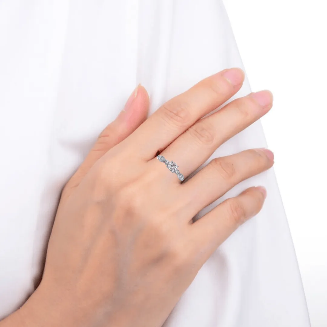 Round Solitaire Moissanite Engagement Ring