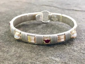Ruby and Pearl Classic Elite Bangle Bracelet