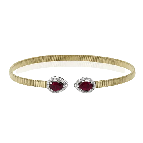 Ruby Color Bangle in 18k Gold with Diamonds