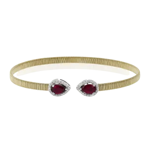 Ruby Color Bangle in 18k Gold with Diamonds
