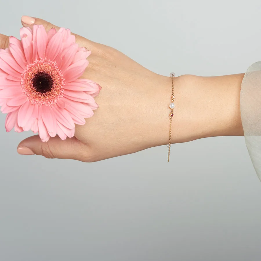 Ruby Pearl Diamond Bracelet
