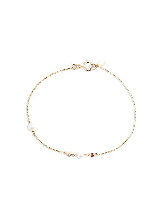 Ruby Pearl Diamond Bracelet