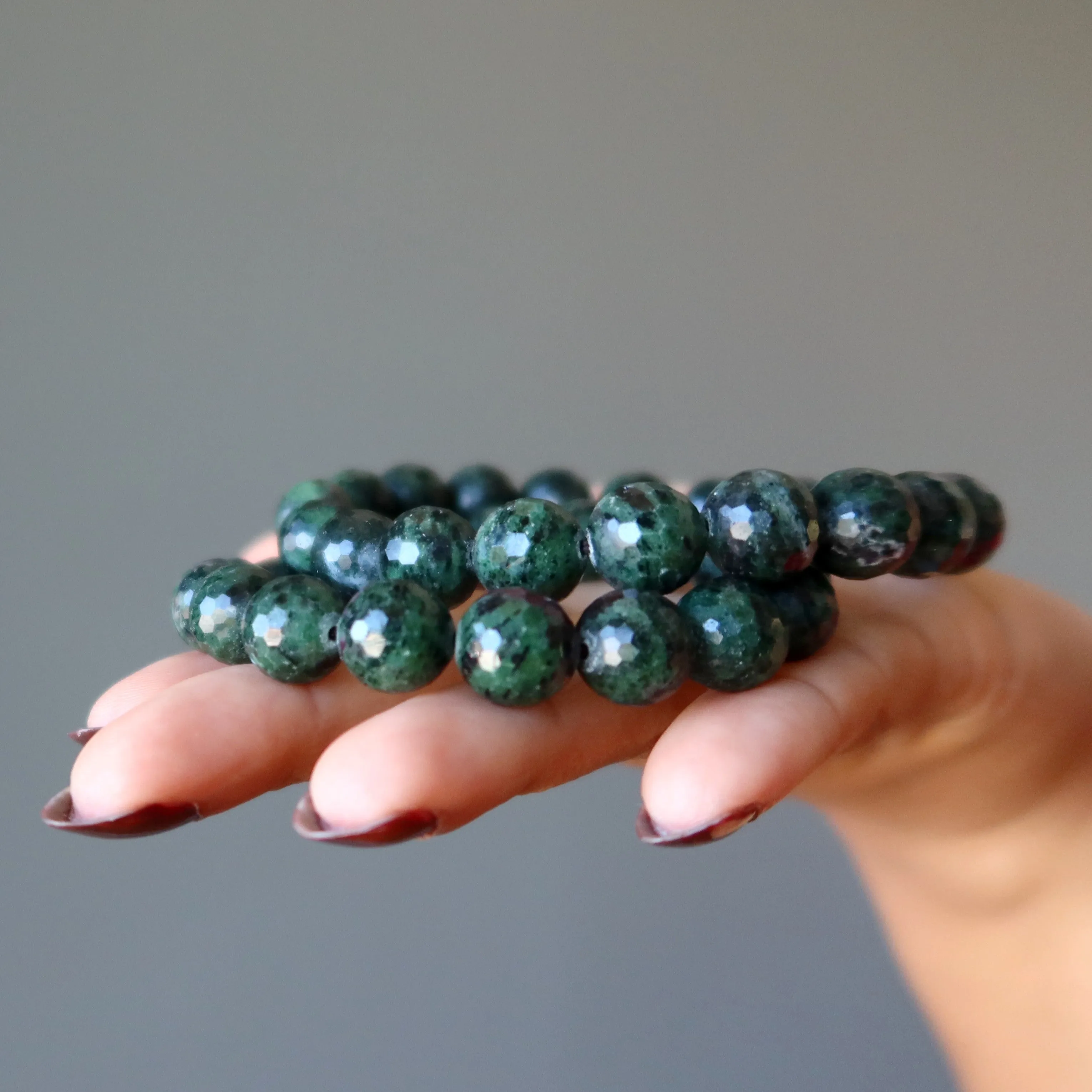Ruby Zoisite Bracelet Rich as Can Be Faceted Beads