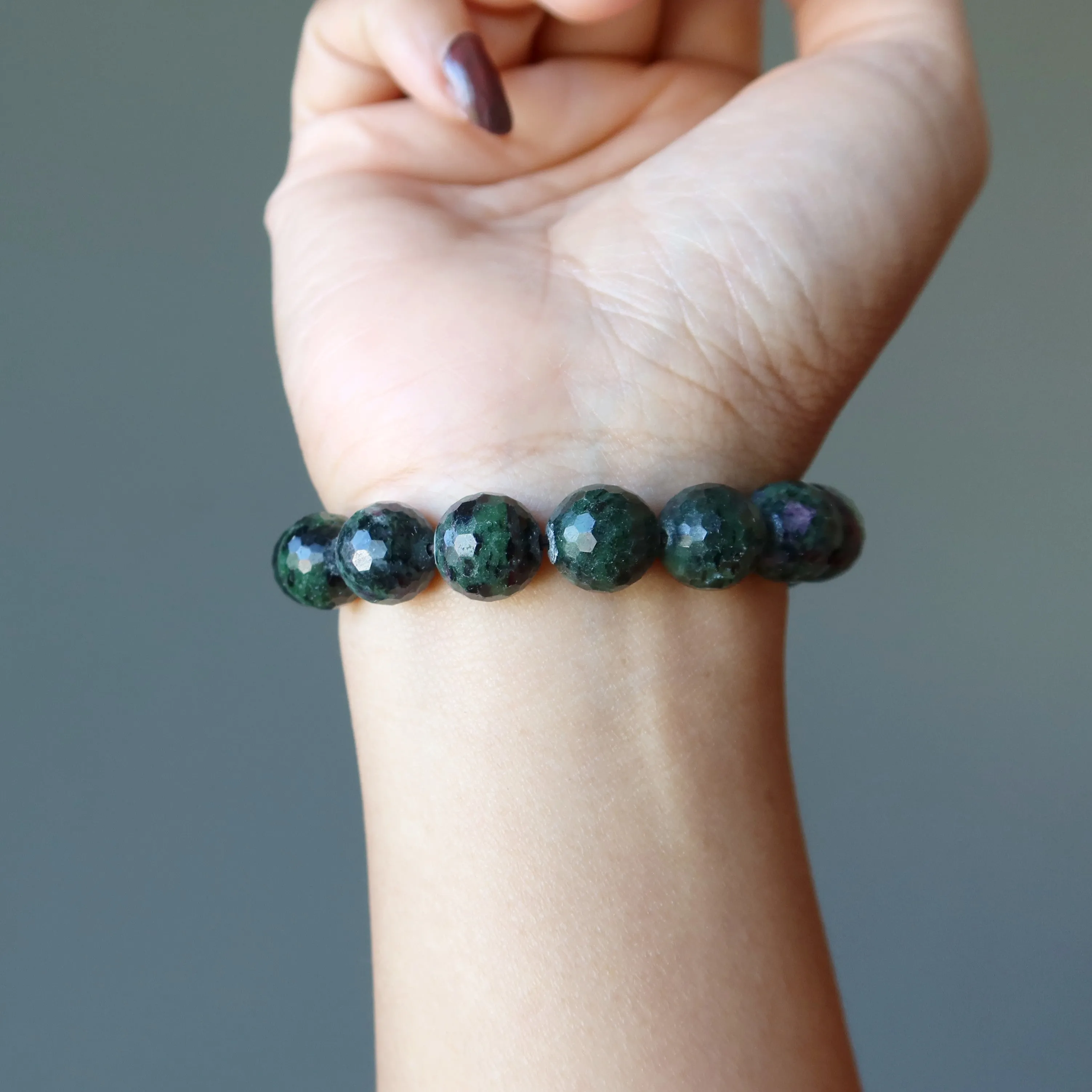 Ruby Zoisite Bracelet Rich as Can Be Faceted Beads
