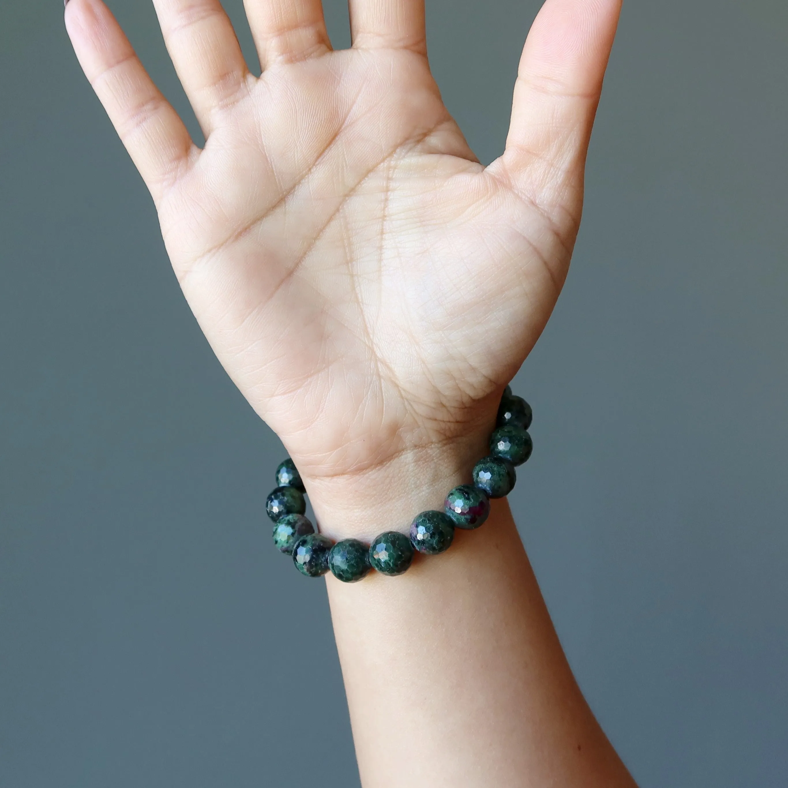 Ruby Zoisite Bracelet Rich as Can Be Faceted Beads