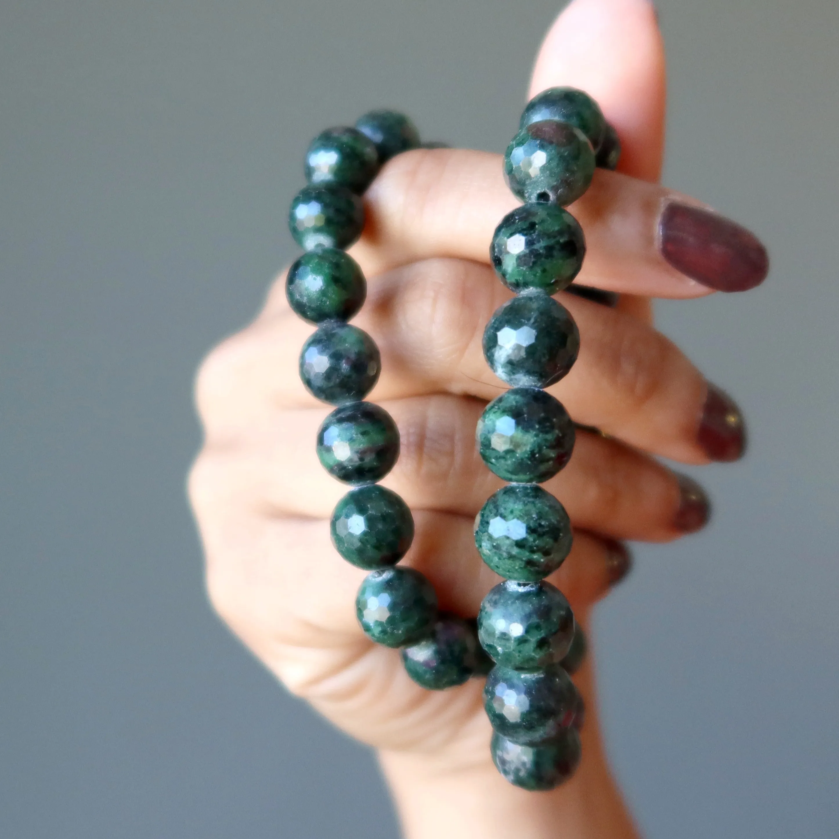 Ruby Zoisite Bracelet Rich as Can Be Faceted Beads