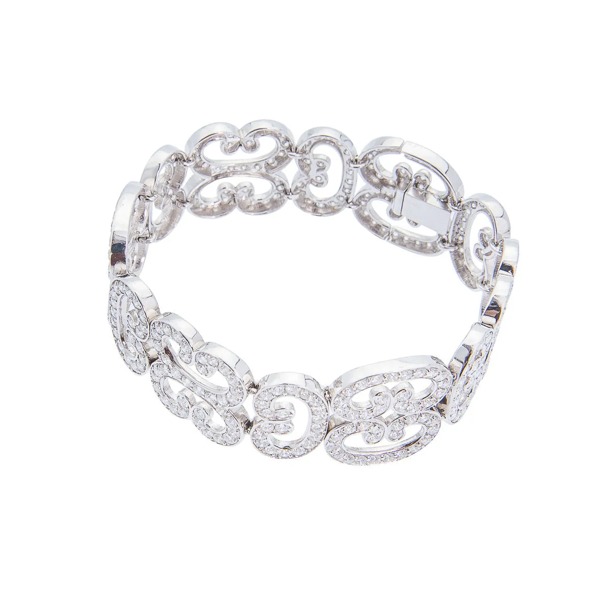 Sabel Collection 18K White Gold Scroll Design Bracelet