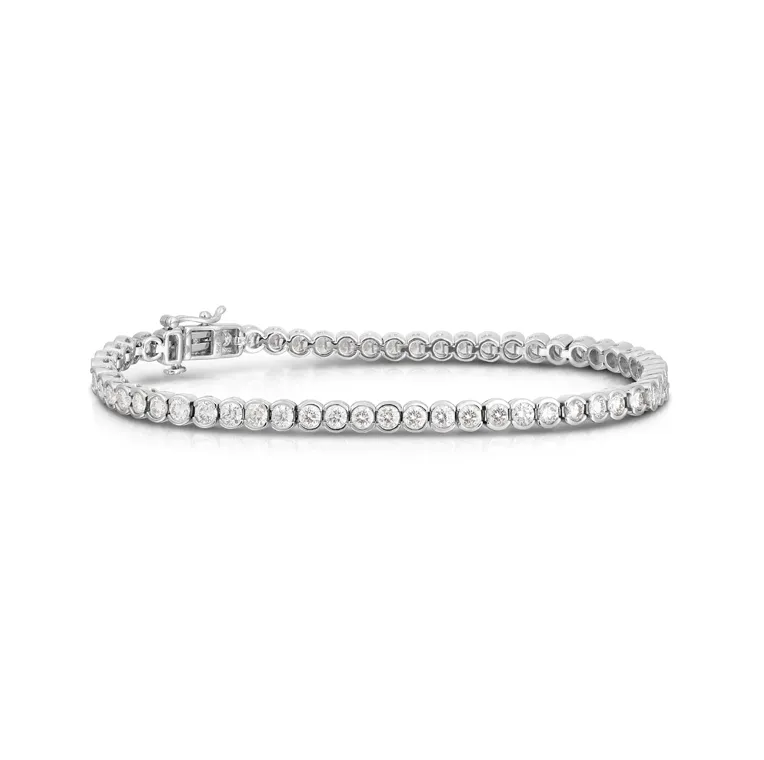 Sabel Collection White Gold Bezel Set Diamond Bracelet