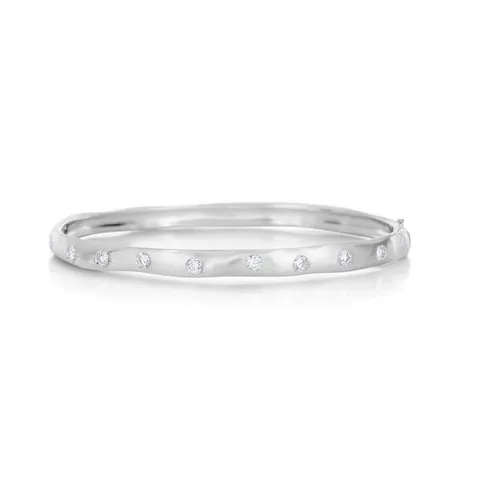 Sabel Collection White Gold Scattered Diamond Bangle