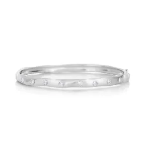 Sabel Collection White Gold Scattered Diamond Bangle