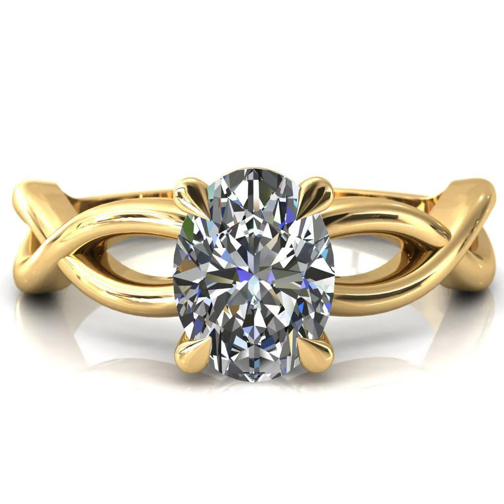 Sabina Oval Center Stone 4 Claw Prong 3/4 Infinity Ring Engagement Ring