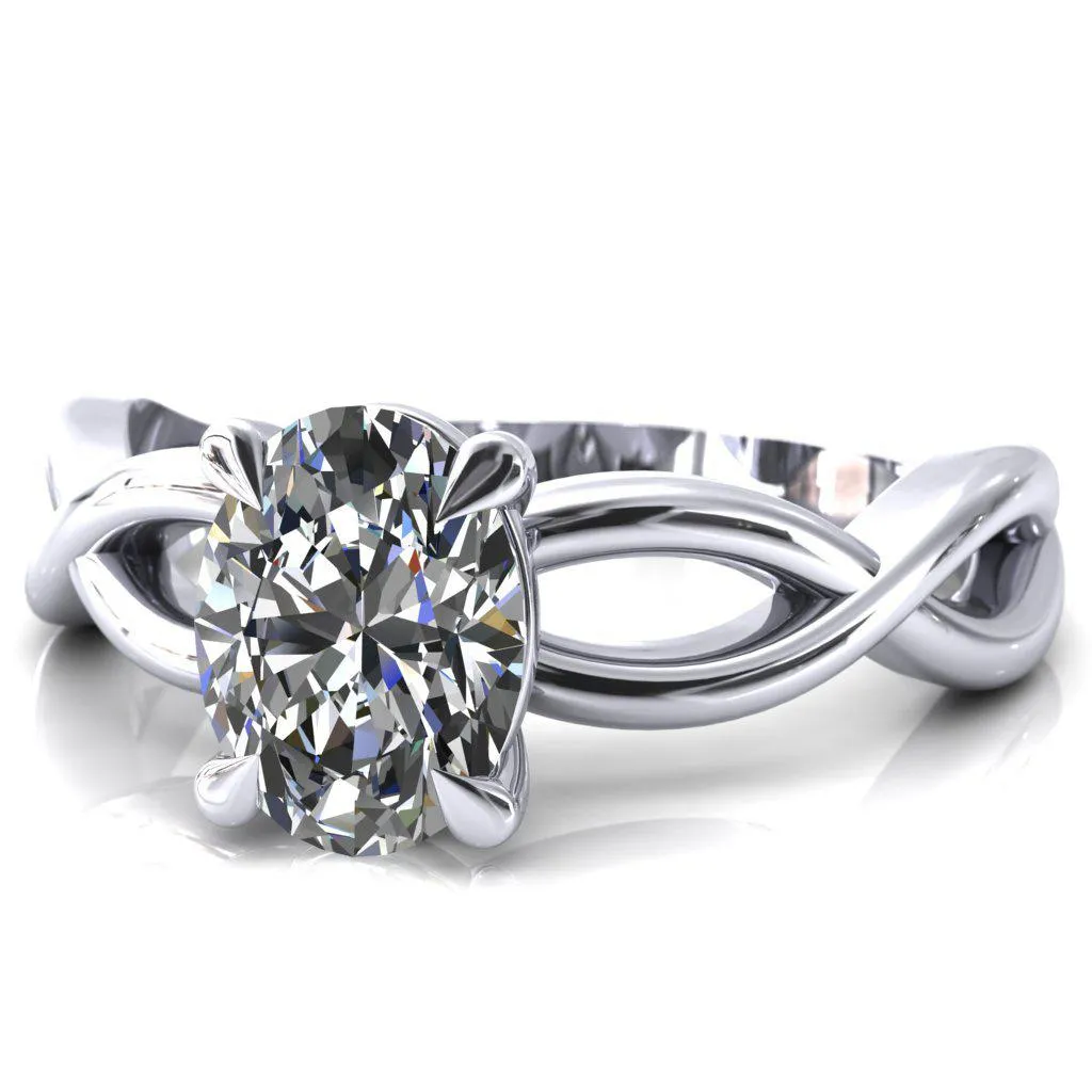 Sabina Oval Center Stone 4 Claw Prong 3/4 Infinity Ring Engagement Ring