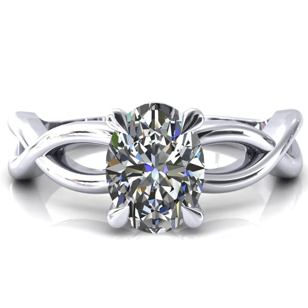 Sabina Oval Center Stone 4 Claw Prong 3/4 Infinity Ring Engagement Ring