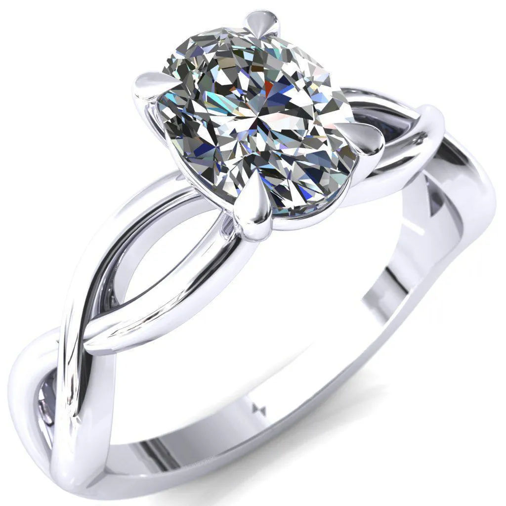 Sabina Oval Center Stone 4 Claw Prong 3/4 Infinity Ring Engagement Ring