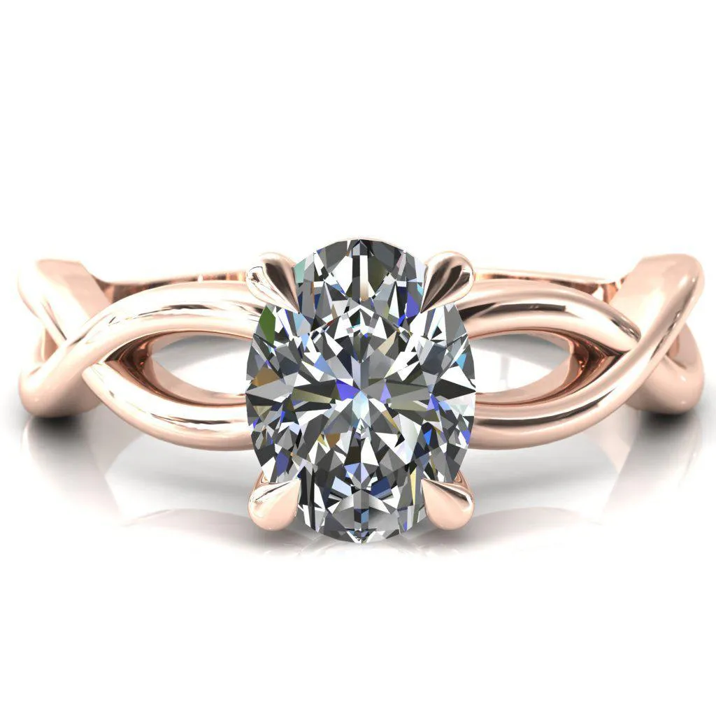 Sabina Oval Center Stone 4 Claw Prong 3/4 Infinity Ring Engagement Ring