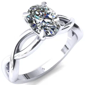Sabina Oval Center Stone 4 Claw Prong 3/4 Infinity Ring Engagement Ring