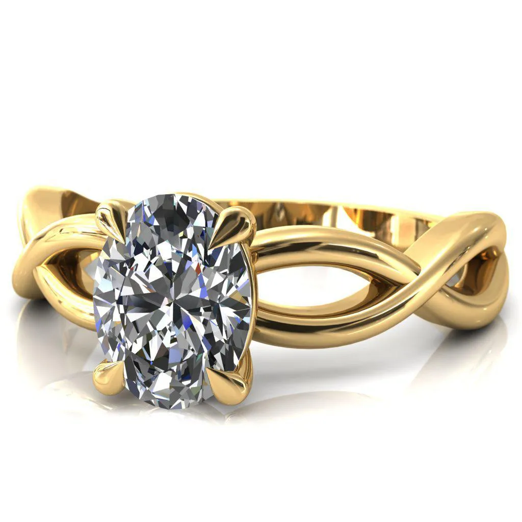 Sabina Oval Center Stone 4 Claw Prong 3/4 Infinity Ring Engagement Ring