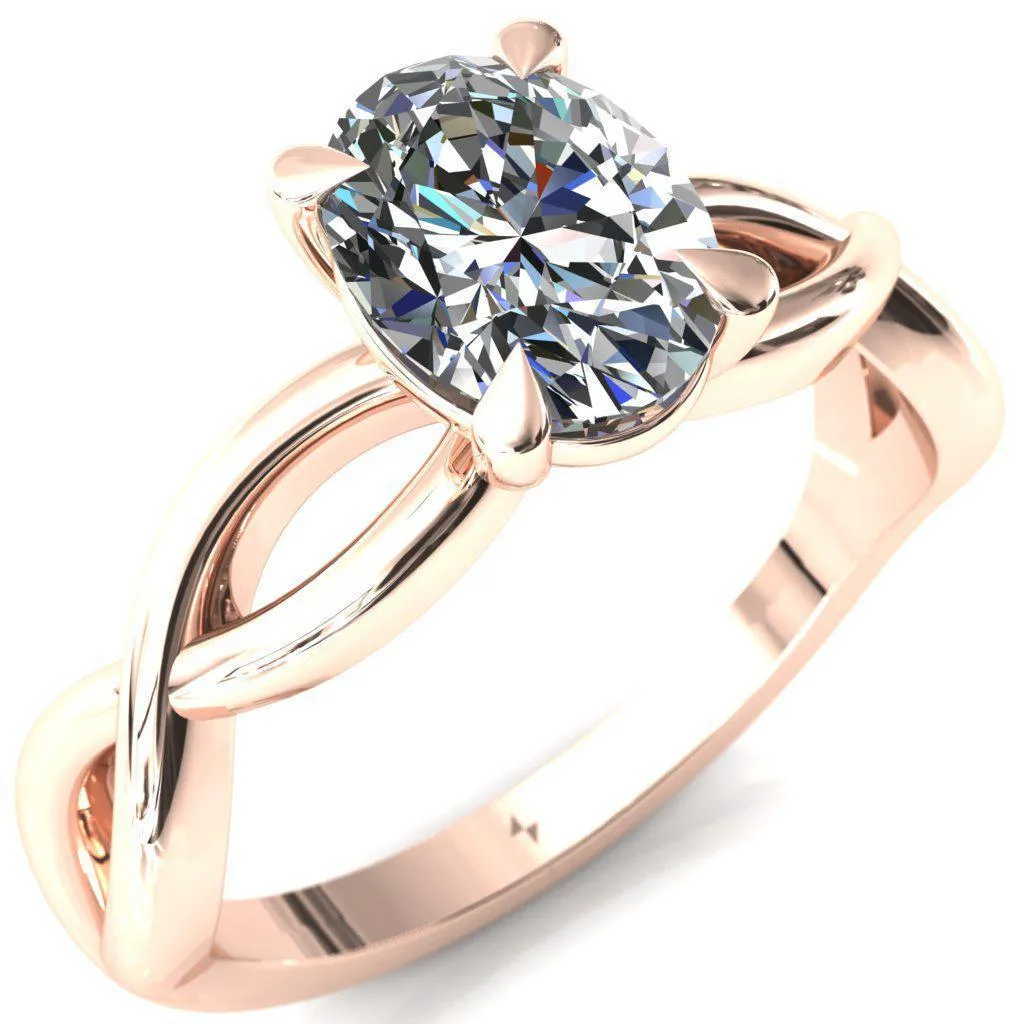 Sabina Oval Center Stone 4 Claw Prong 3/4 Infinity Ring Engagement Ring