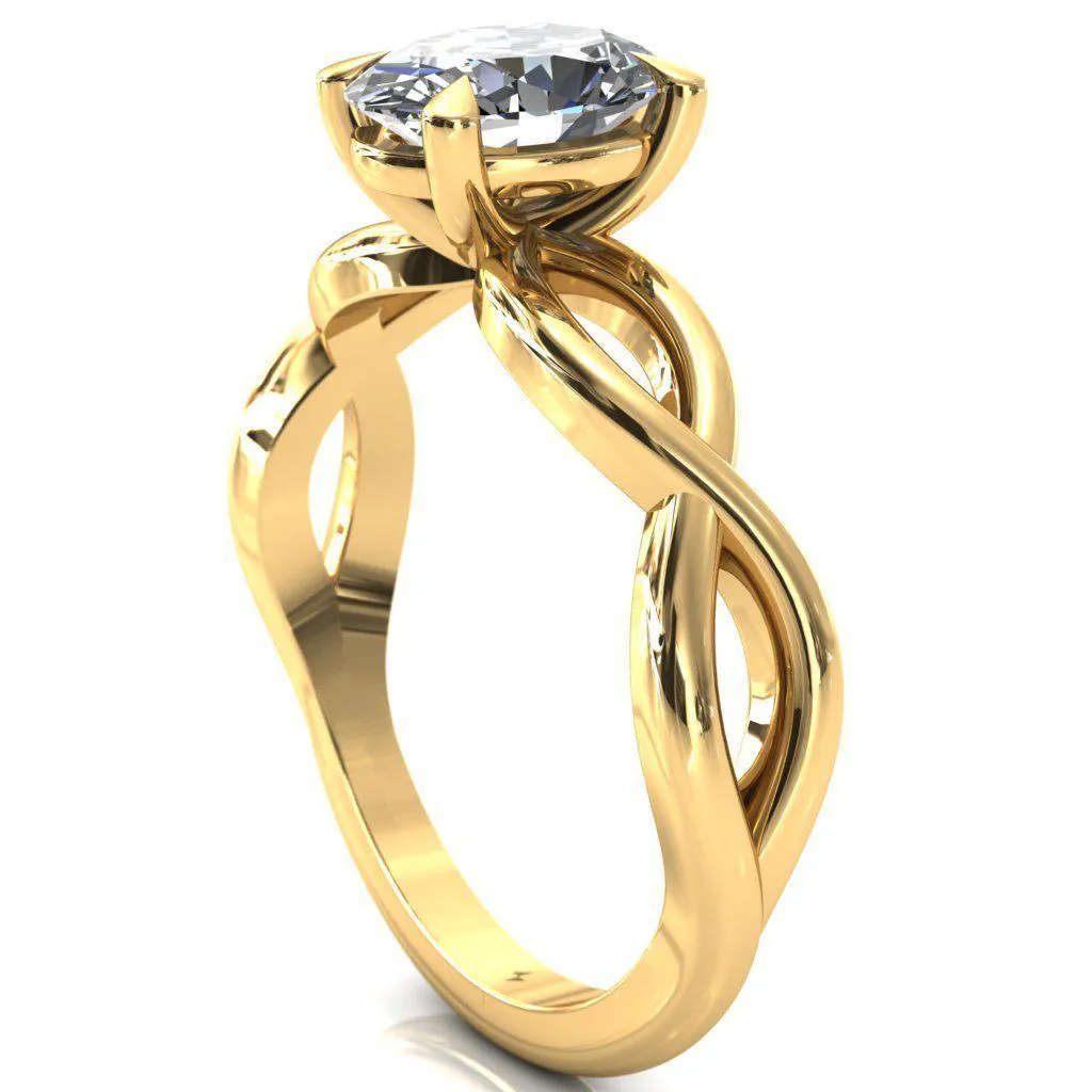 Sabina Oval Center Stone 4 Claw Prong 3/4 Infinity Ring Engagement Ring