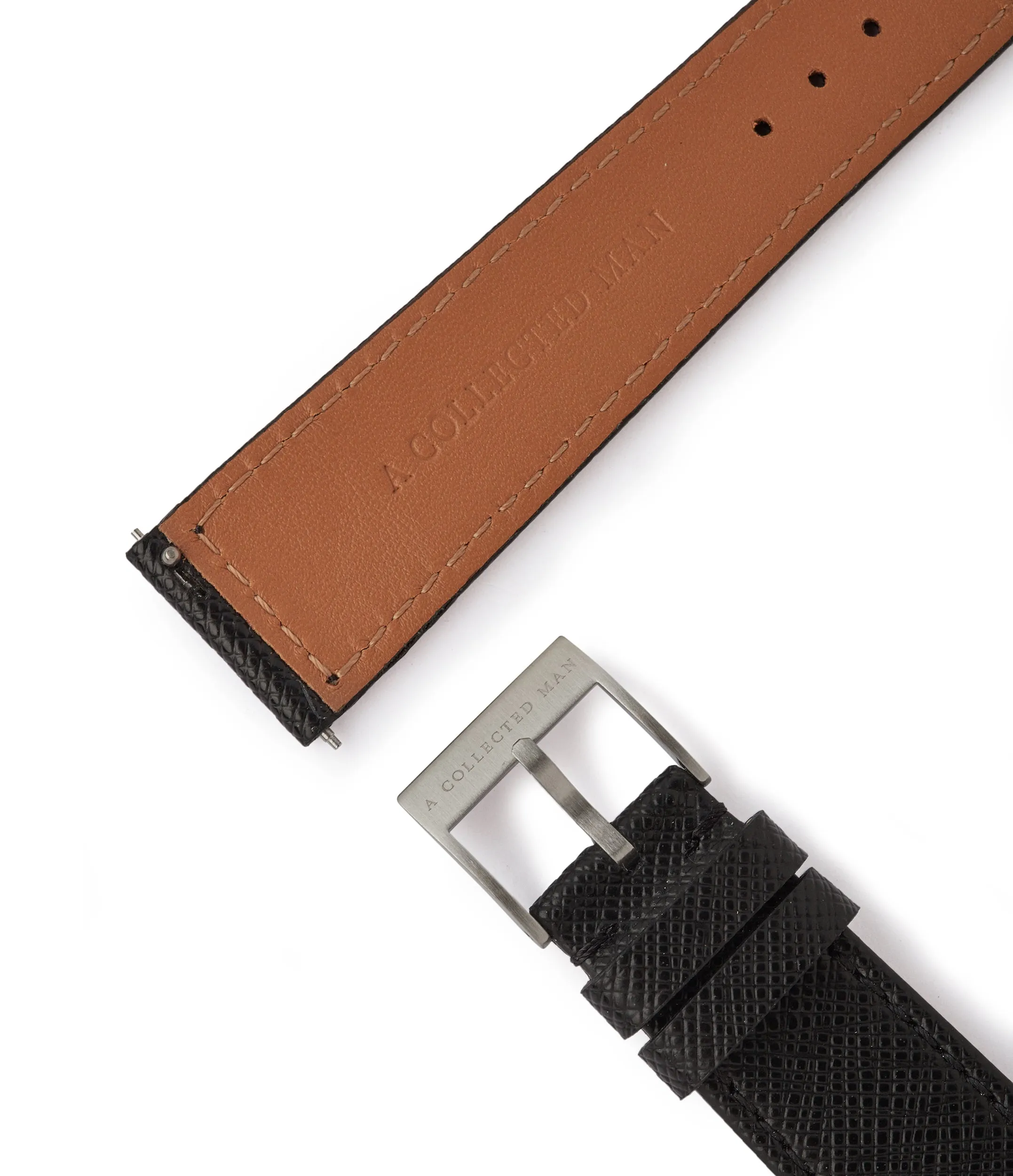 saffiano boxed stitch strap