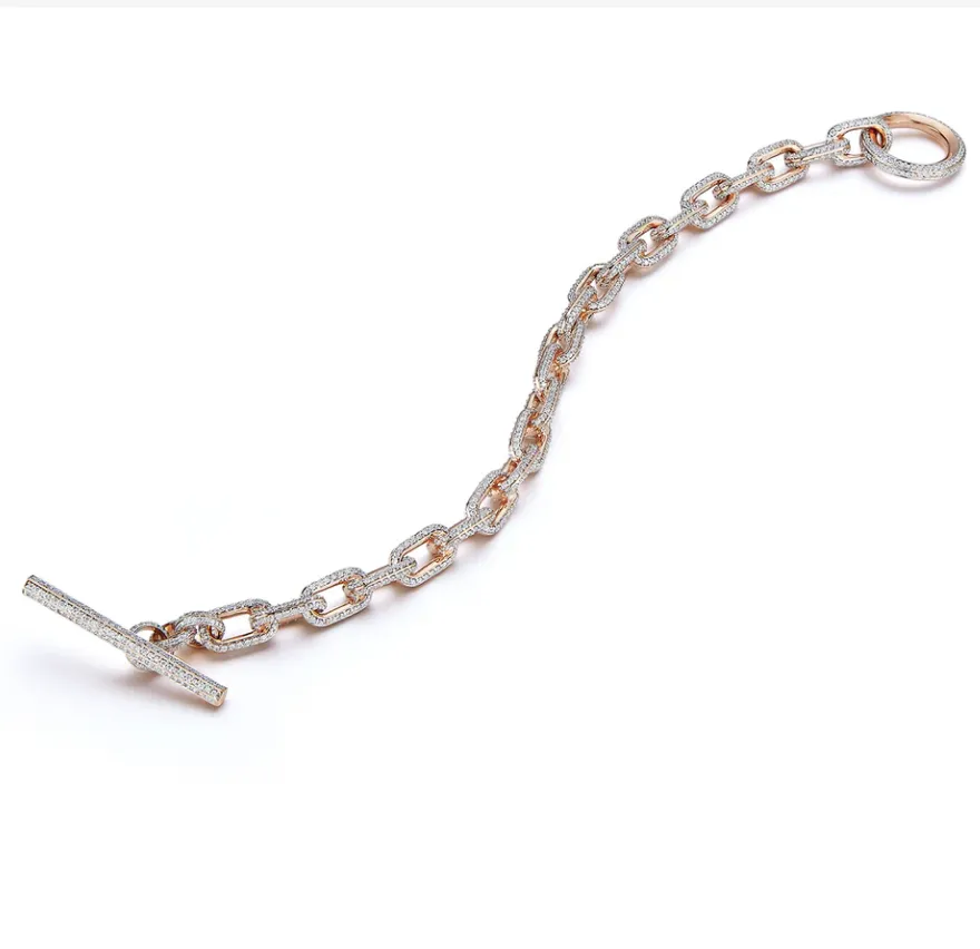Saxon All Diamond Toggle Chain Link Bracelet