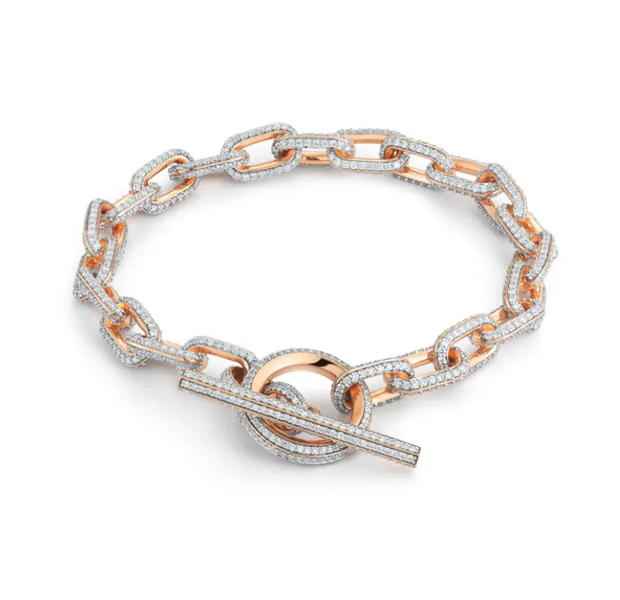 Saxon All Diamond Toggle Chain Link Bracelet