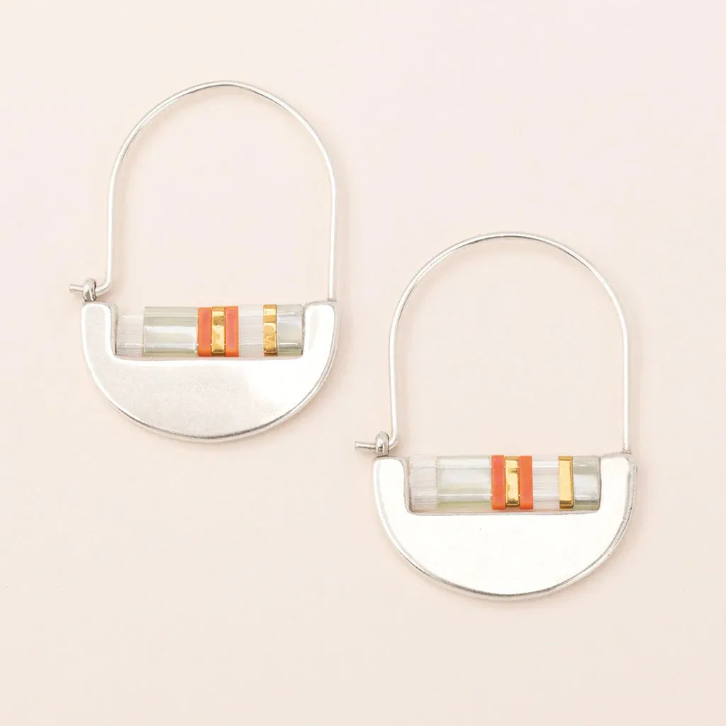 Scout Curated Wears Good Karma Miyuki Crescent Hoop - Mist/Salmon/Silver