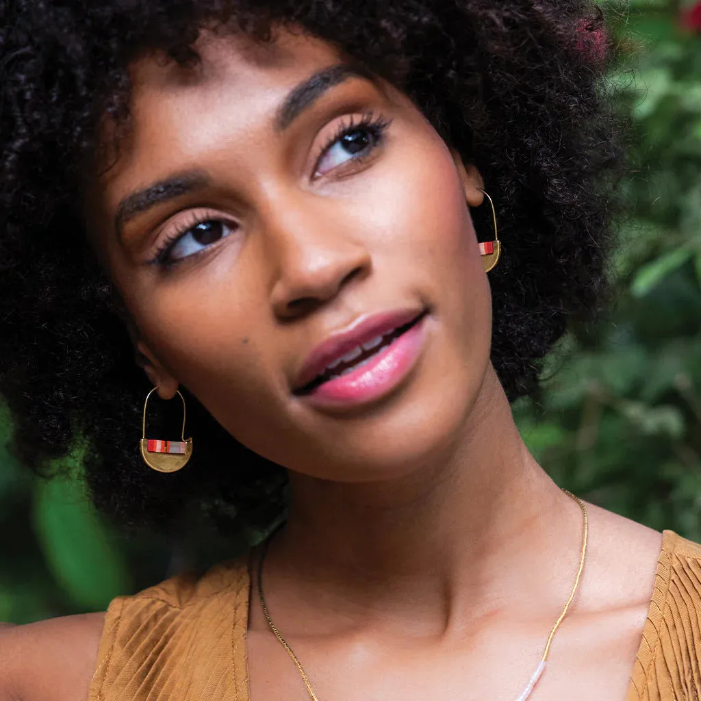 Scout Curated Wears Good Karma Miyuki Crescent Hoop - Mist/Salmon/Silver