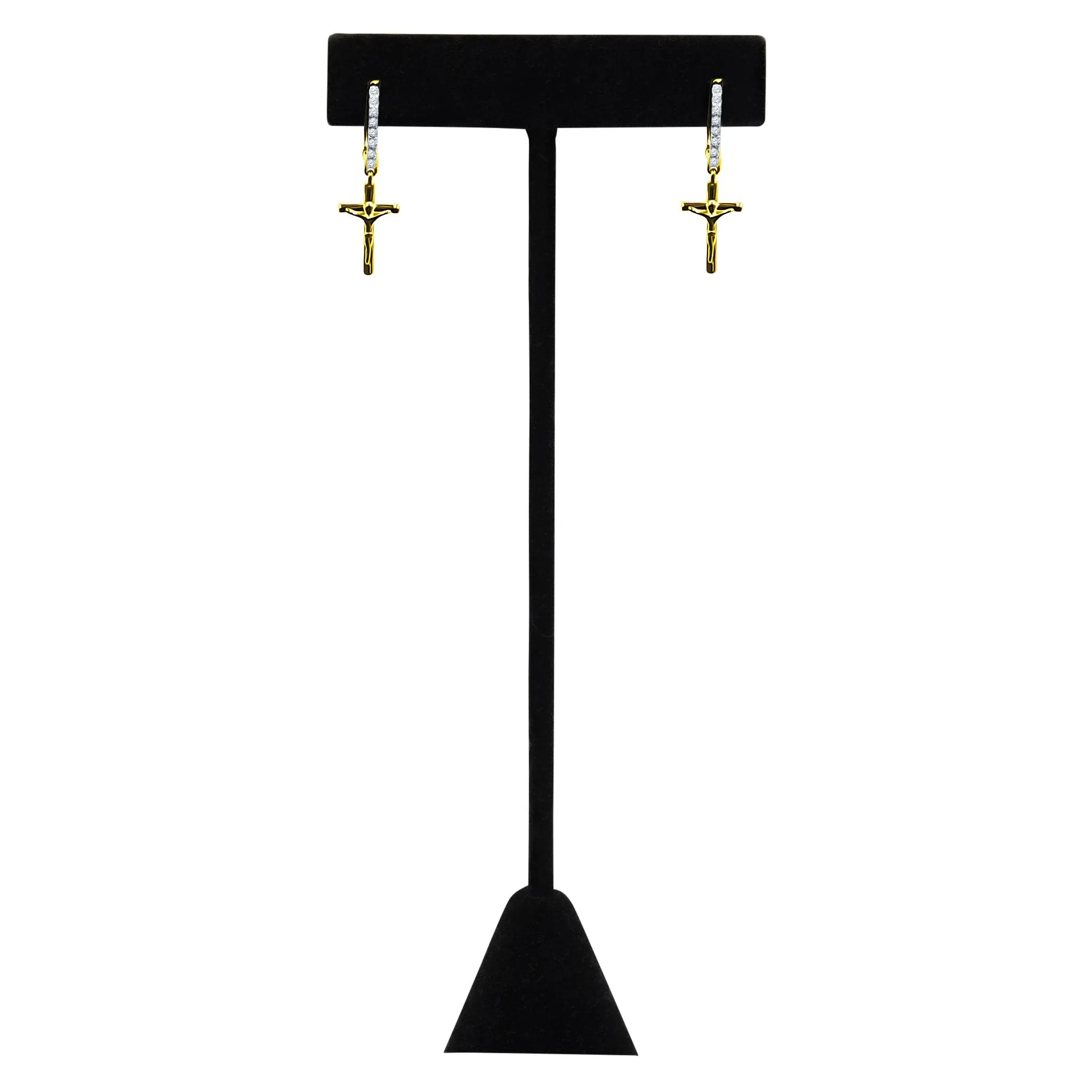 Seamlessly Polished Cross Earrings - 925 Sterling Silver with Cubic Zircon Stones, 24mm Length, 4g Weight