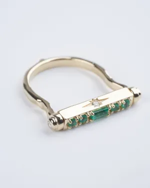 shine bright diamond and emerald flip ring - emerald/ gold