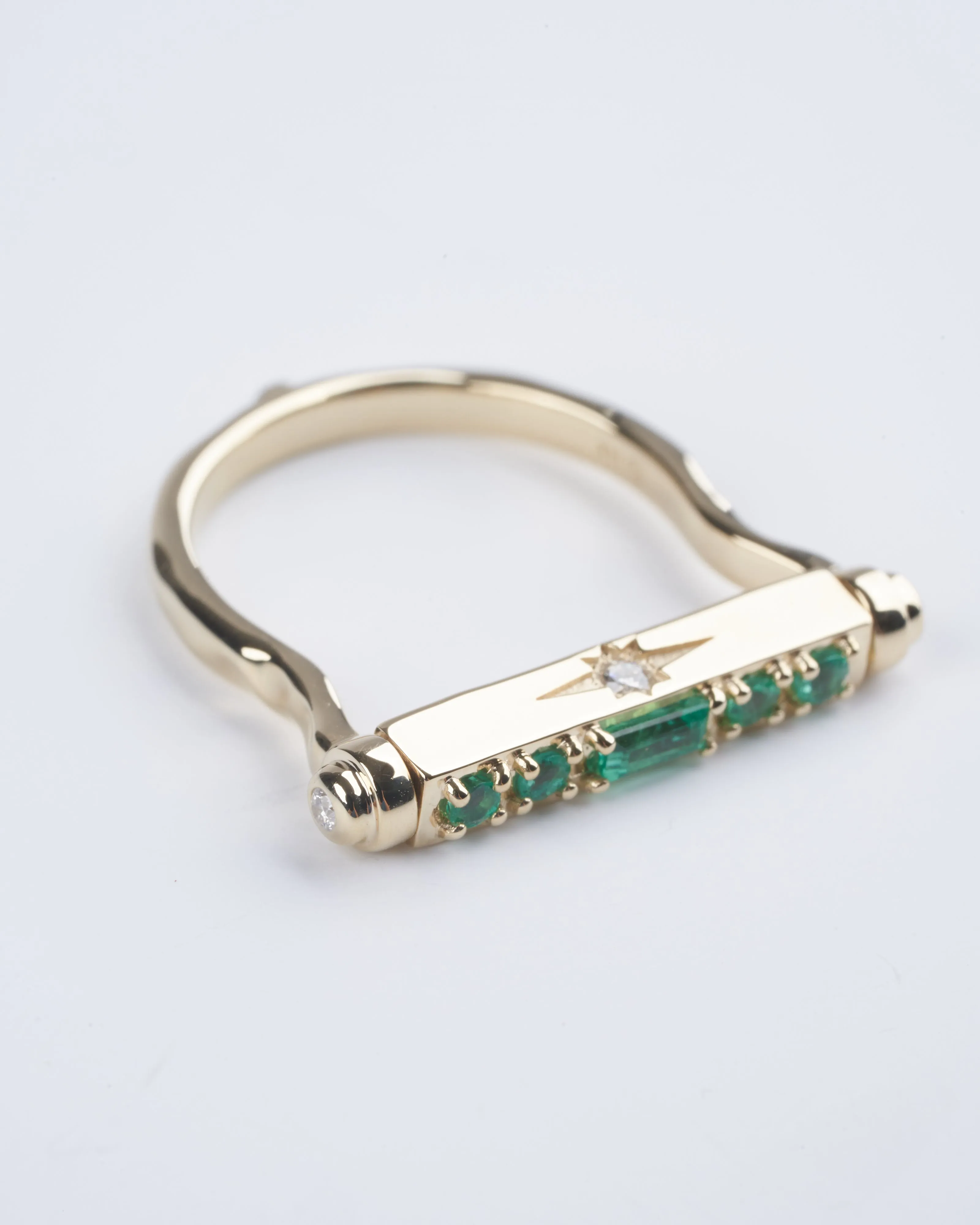 shine bright diamond and emerald flip ring - emerald/ gold