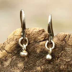 Silver bead earrings with oxidized sterling silver hooks