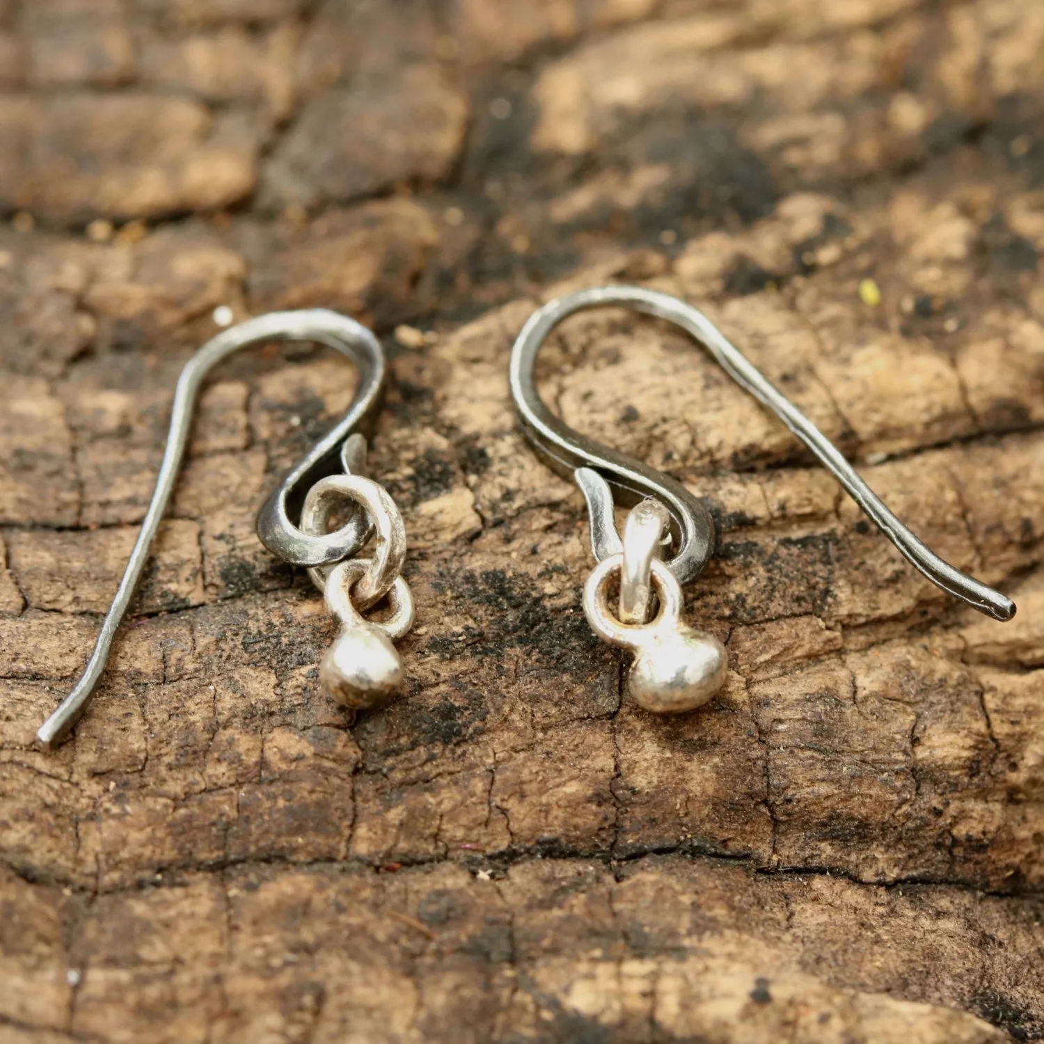 Silver bead earrings with oxidized sterling silver hooks