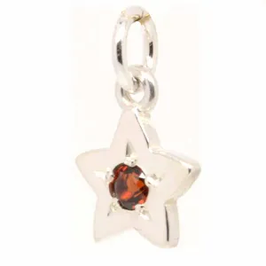 Silver Birthstone Star Charm with Carrier Bead