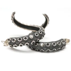 Silver Diamond Tentacle Earrings