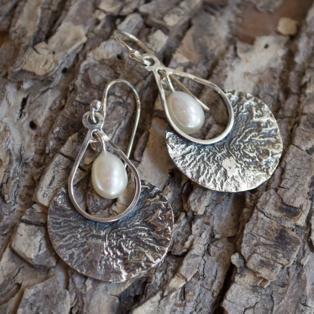 Silver Etched Dangle Earrings - That Moment.