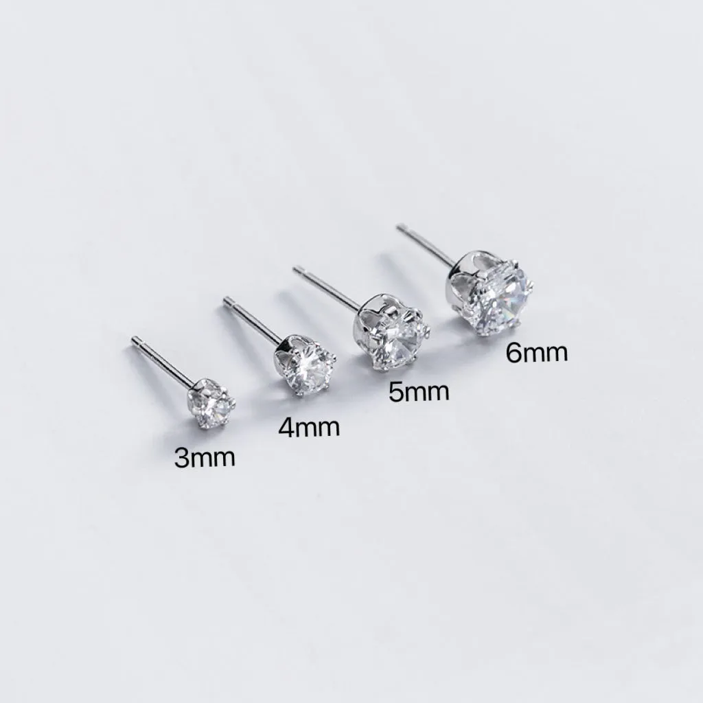 Silver Gold Stud Earring-5A CZ Diamonds Studs-ECZ030