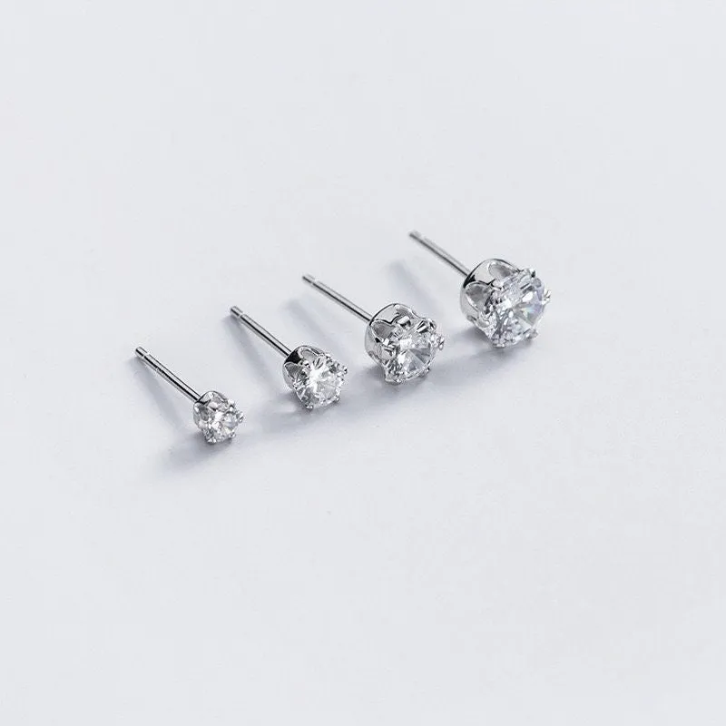 Silver Gold Stud Earring-5A CZ Diamonds Studs-ECZ030