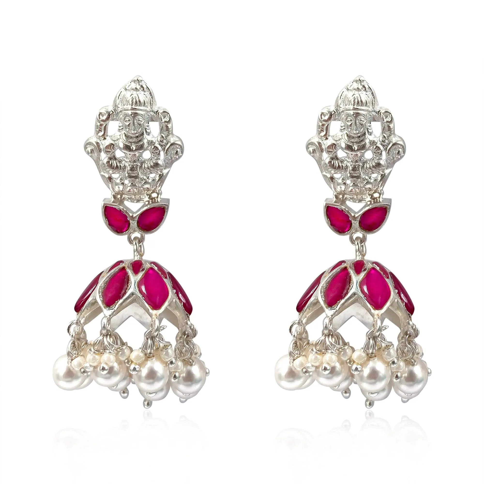 Silver Kundan Lakshmi Jhumka