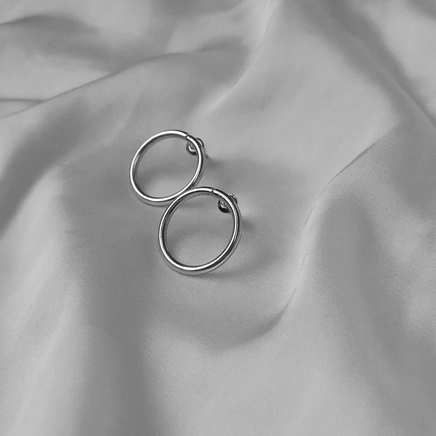 Silver Plated Circle Drop Earrings -  Abstract Earrings, Unique Earrings, Silver Accessories, Silver Jewellery, Silver Earrings In The UK