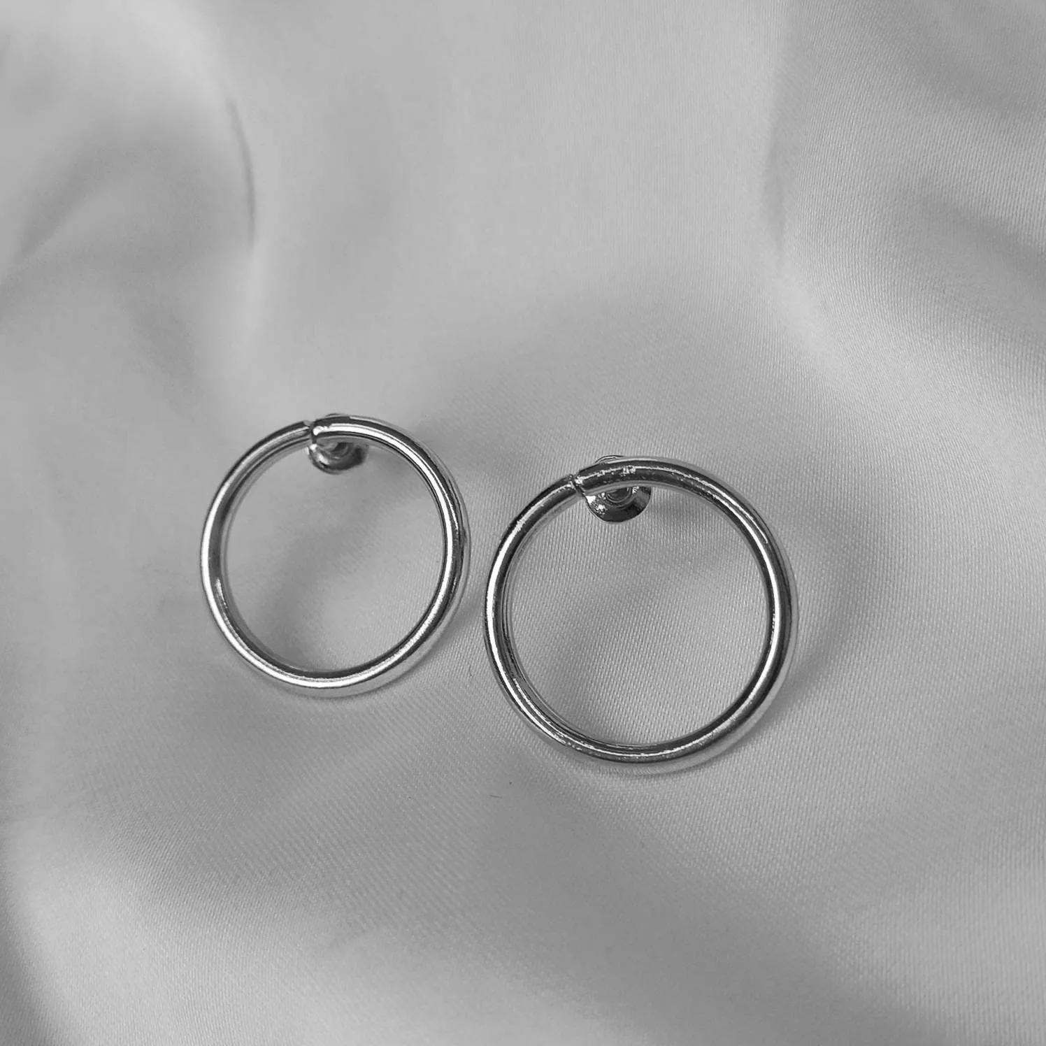Silver Plated Circle Drop Earrings -  Abstract Earrings, Unique Earrings, Silver Accessories, Silver Jewellery, Silver Earrings In The UK