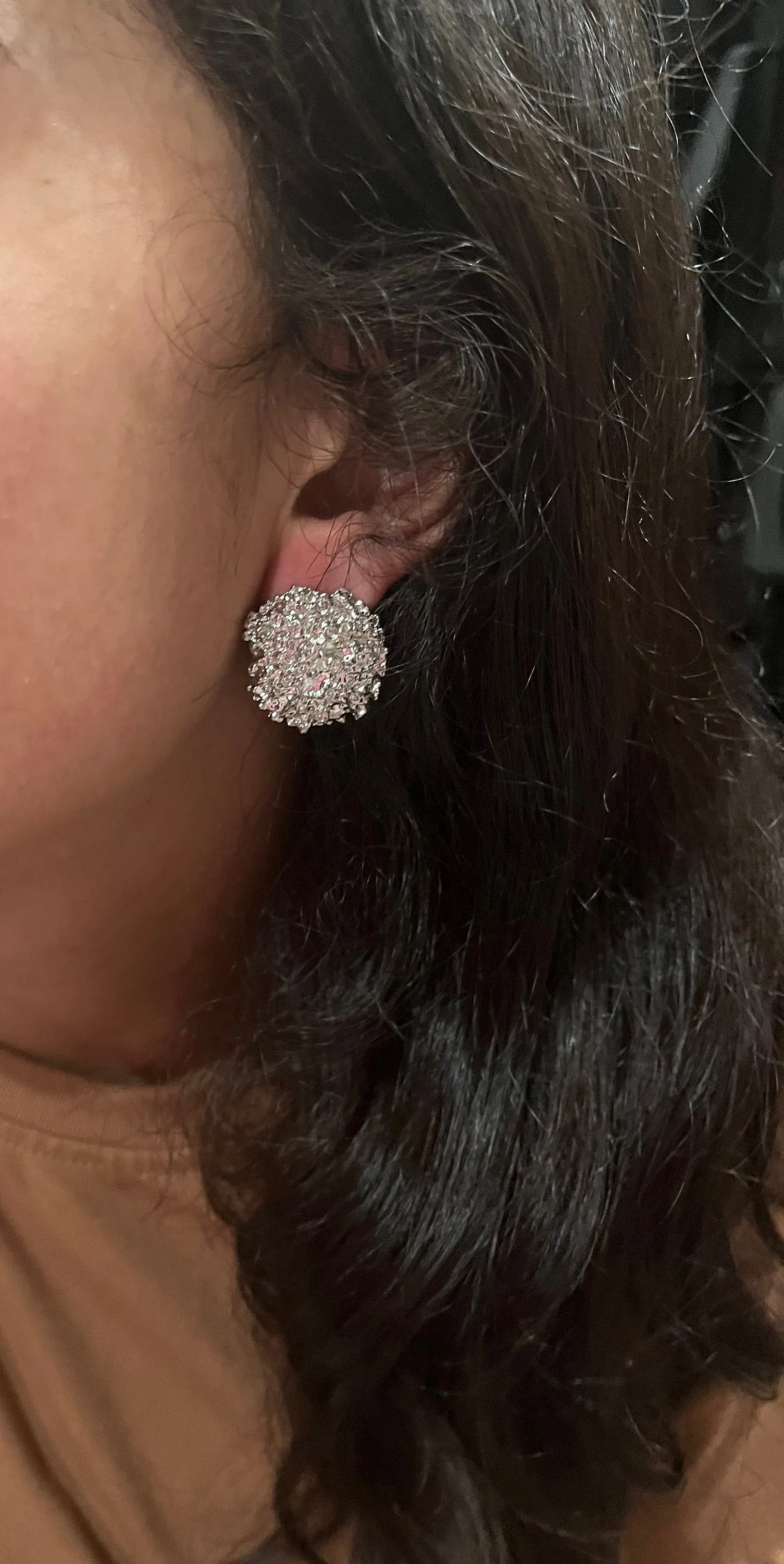 Silver stud earrings , silver dome statement bold  studs large , silver round metal  earrings , chunky metal shiny stud earrings