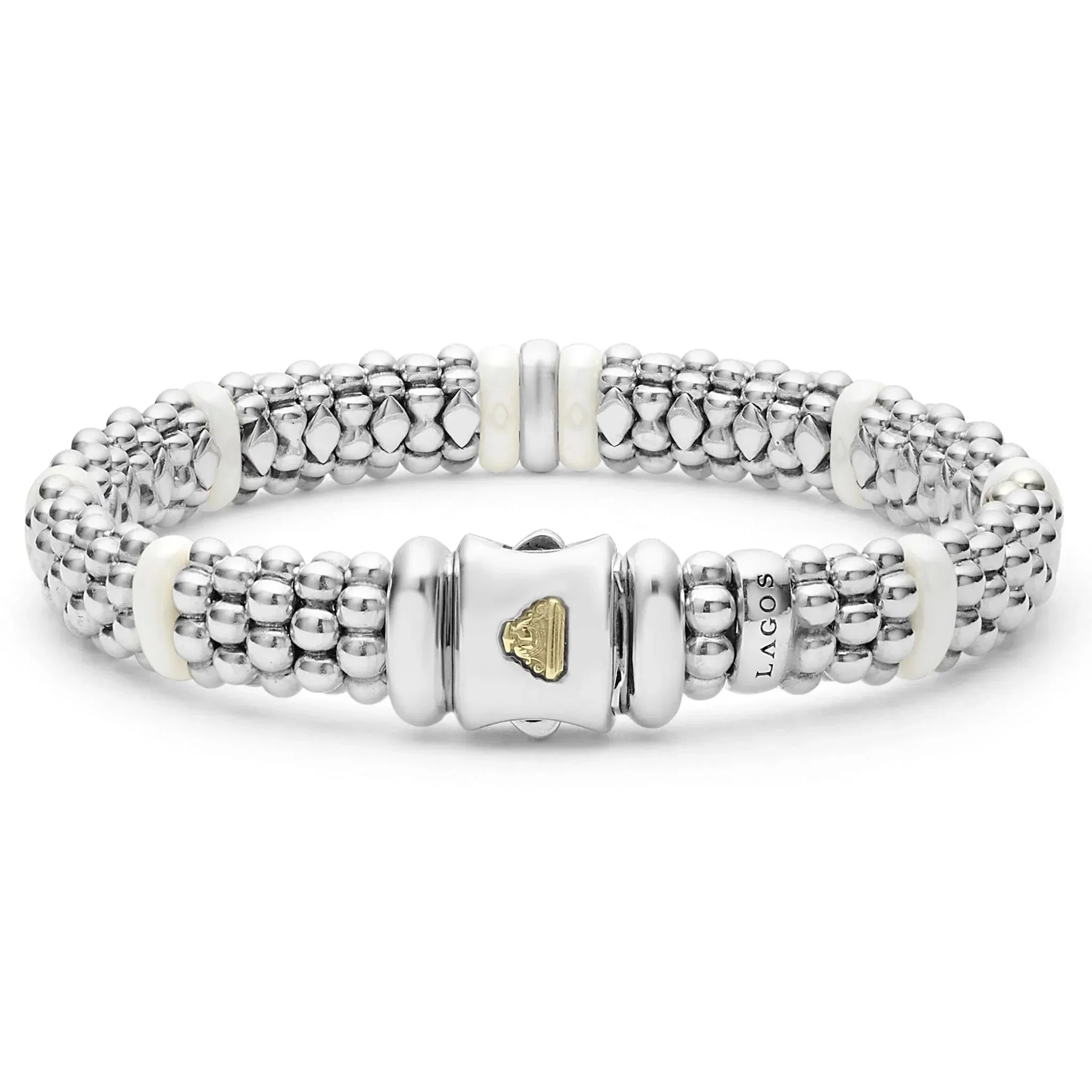 Single Station Diamond Caviar Bracelet | 9mm